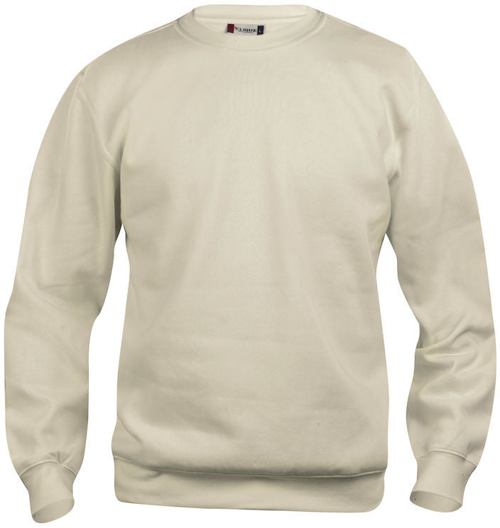 En rundhalset genser i fargen lysebeige
