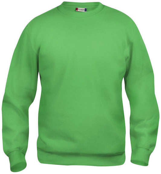 En rundhalset genser i fargen eplegrønn
