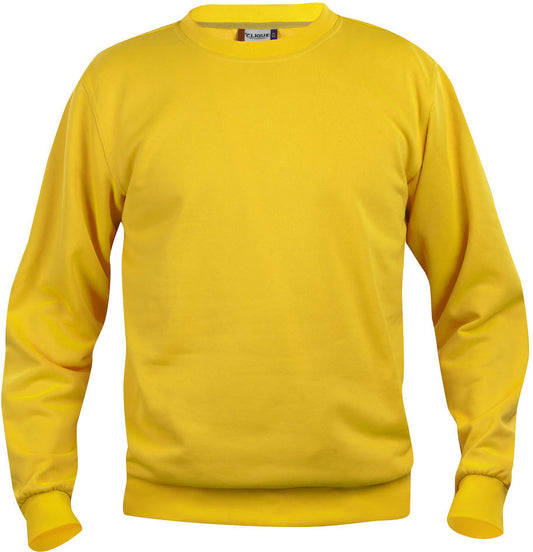 En rundhalset genser i fargen gul