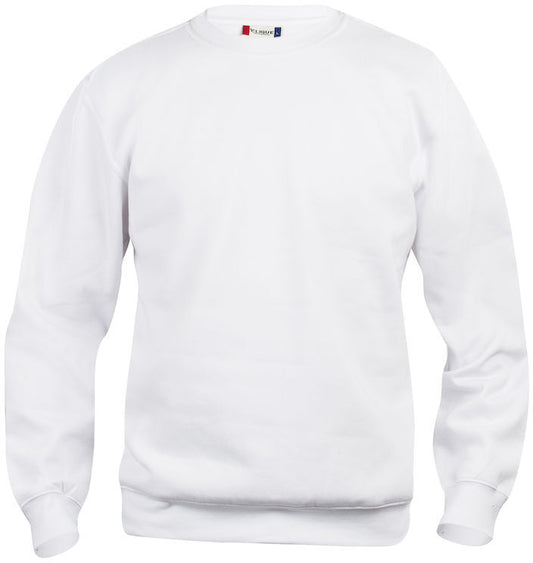 En rundhalset genser i fargen hvit