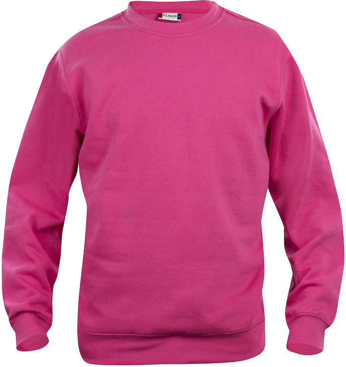 En rundhalset genser i fargen klar-cerice
