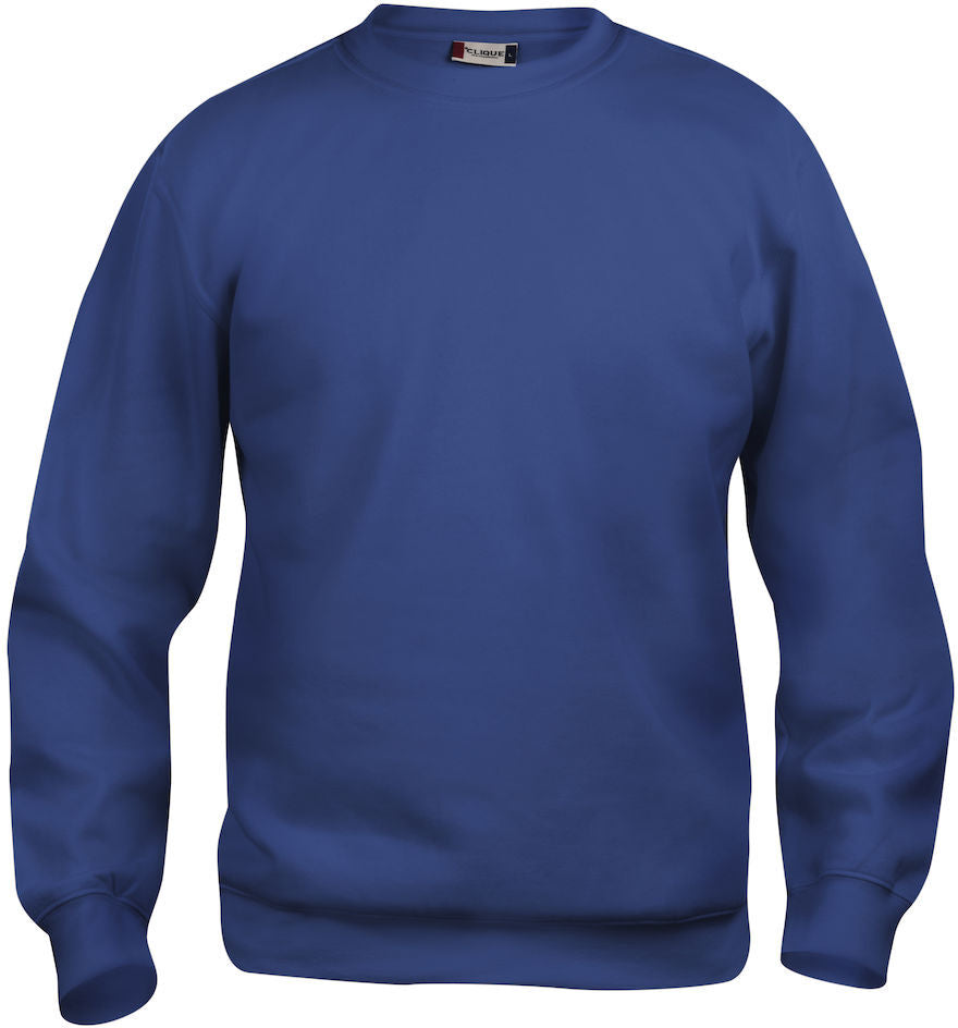 En rundhalset genser i fargen kobolt-blå