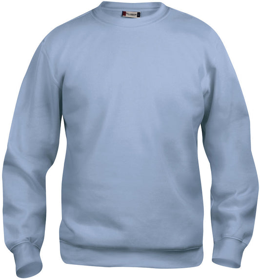 En rundhalset genser i fargen lys-blå