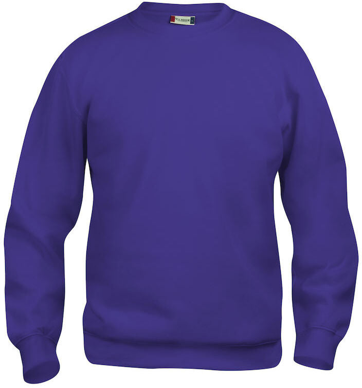 En rundhalset genser i fargen sterk-lilla