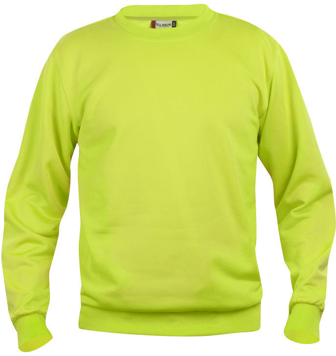 En rundhalset genser i fargen visibility-green