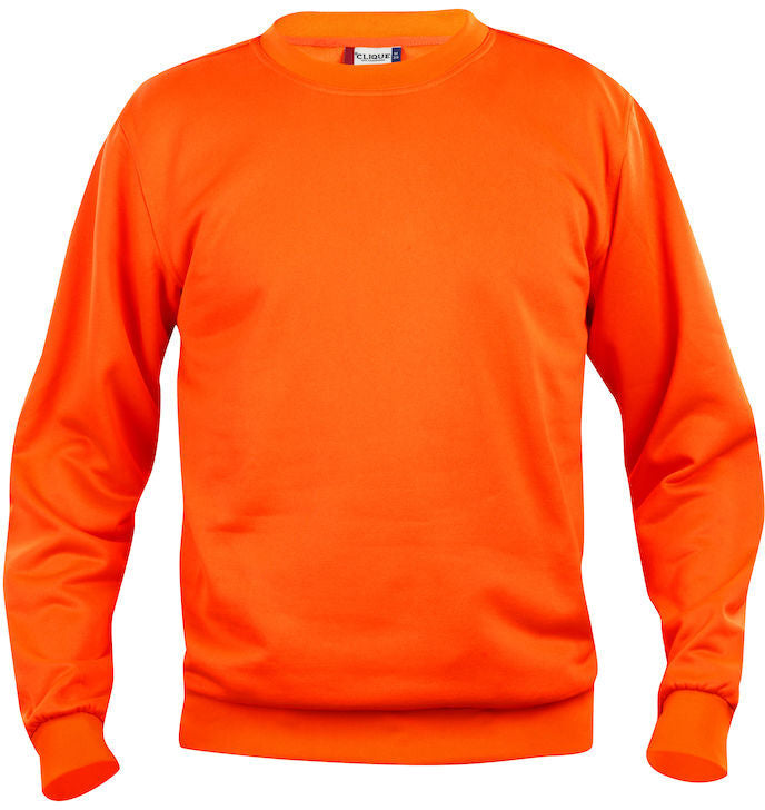 En rundhalset genser i fargen visibility-orange